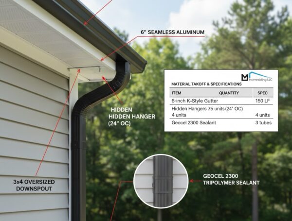 High-Performance Gutter Systems in Knoxville, TN: Technical Takeoff & Installation