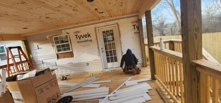 Tongue and Groove replacement on a Gatlinburg cabin exterior by MI Homesiding & Roofing