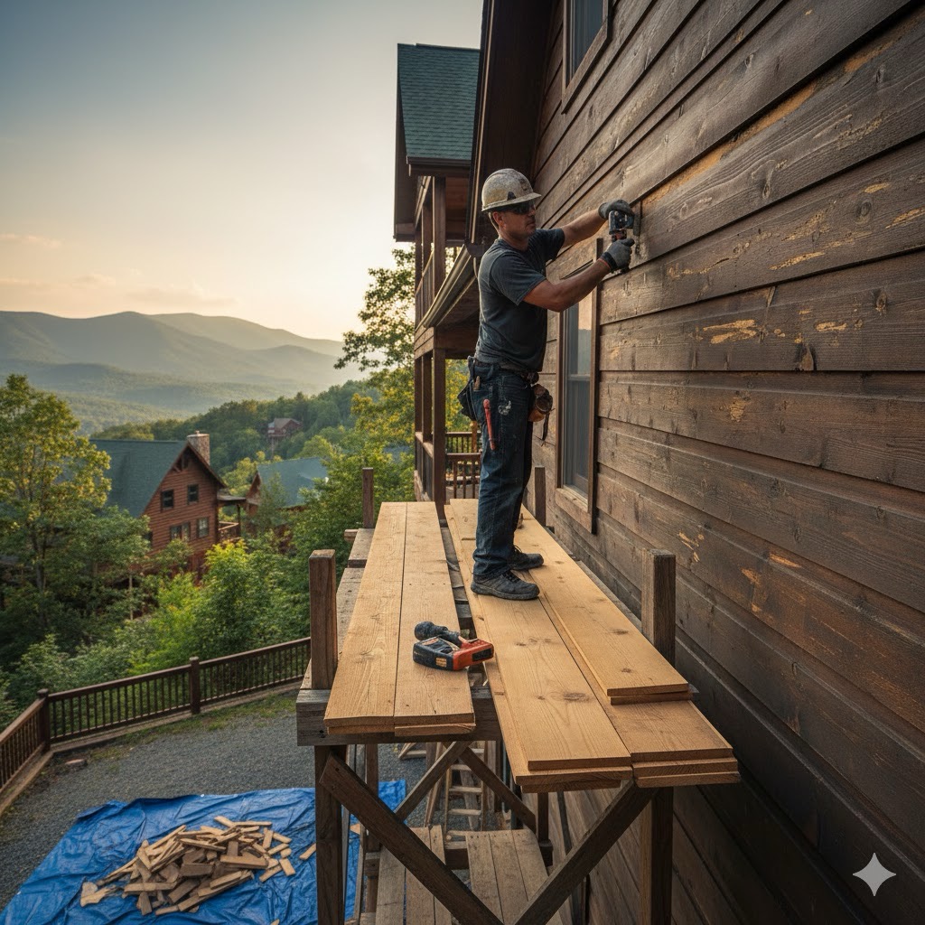 Tongue and Groove replacement on a Gatlinburg cabin