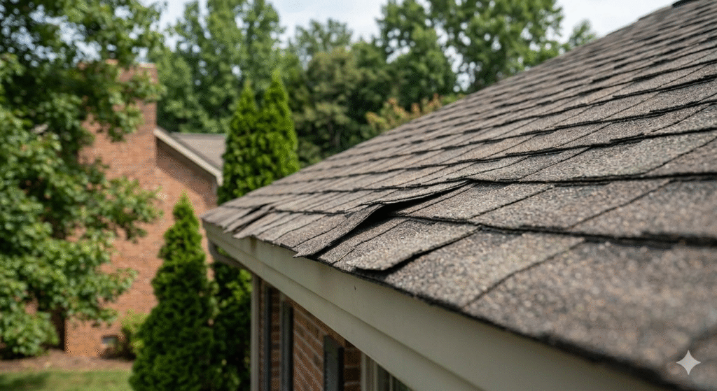 Roof shingle failure due to poor sealing and installation shortcuts