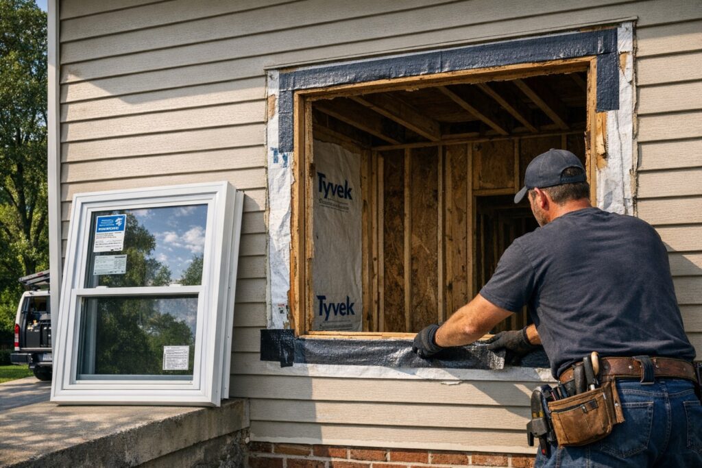 Professional installation of horizontal sliding windows in Knoxville, TN.