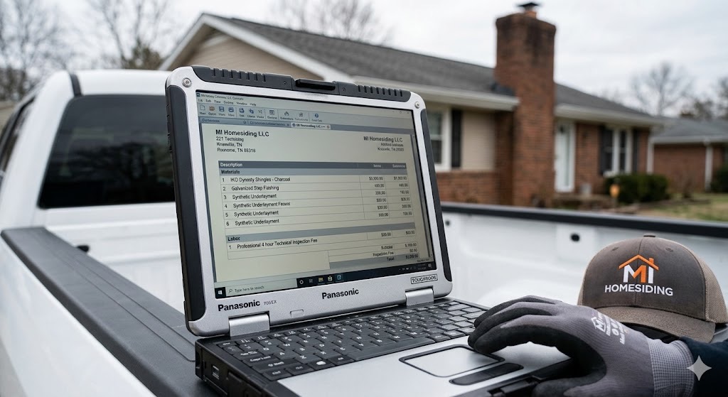 A detailed 4-hour technical roof inspection performed by MI Homesiding & Roofing in Knoxville.