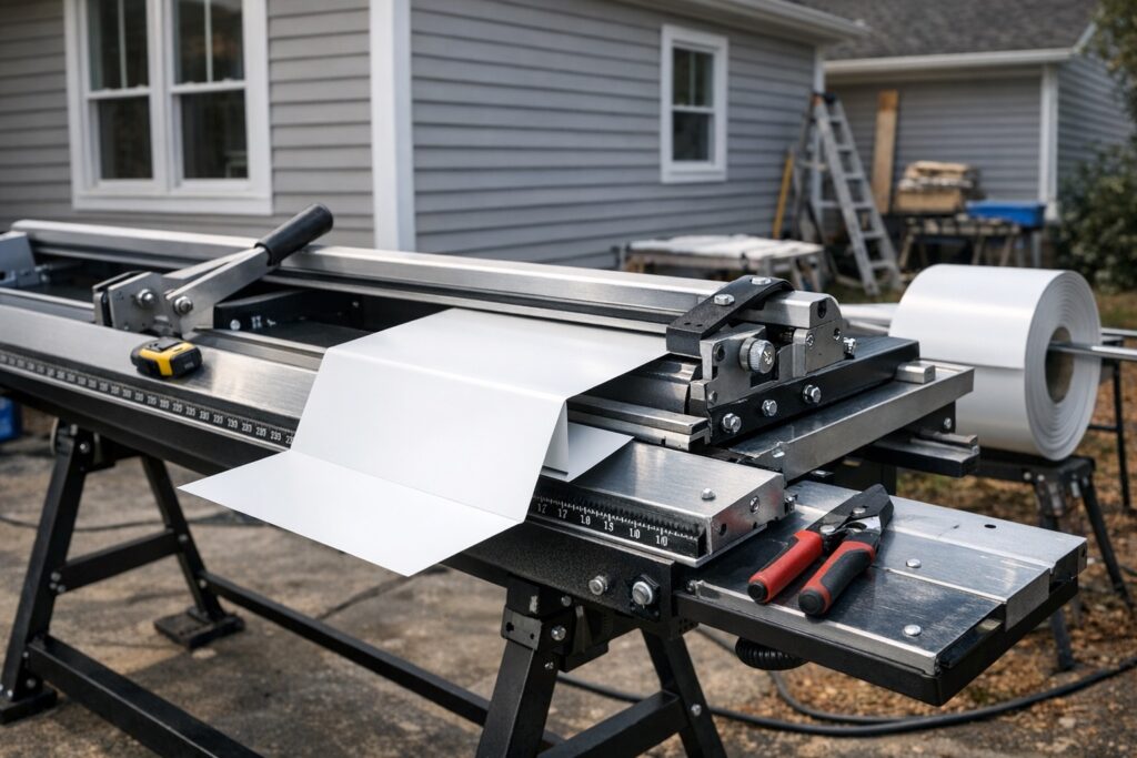 White aluminum capping installed over window brickmold to prevent water intrusion.