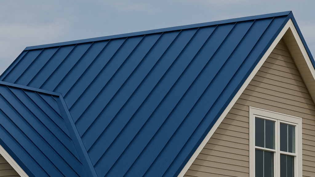 Side-by-side comparison of asphalt shingles and metal roofing materials for a home in Knoxville TN.