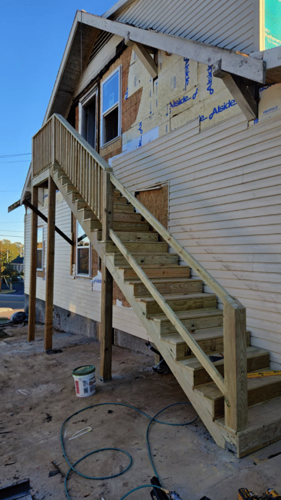 Custom wood deck stairs installation in Knoxville TN by MI Homesiding & Roofing