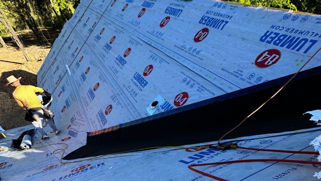 Water stains on ceiling caused by poor roof installation workmanship