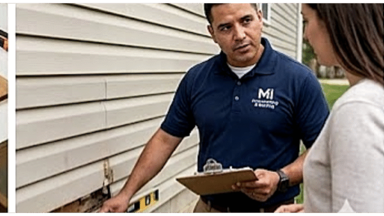 Primer plano que muestra madera podrida y moho oculto descubierto detrás del siding viejo durante un reemplazo por MI Homesiding & Roofing en Knoxville, TN.