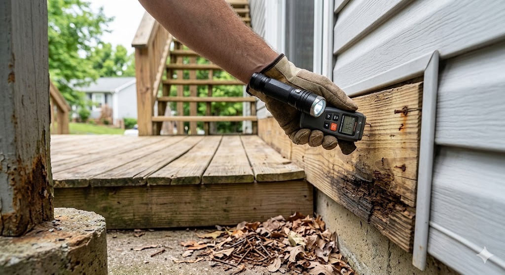 Professional deck inspection to determine if a deck needs repair or full replacement in Knoxville TN