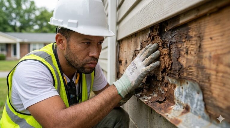 MI Homesiding LLC performing a siding flashing repair inspection in Knoxville TN.