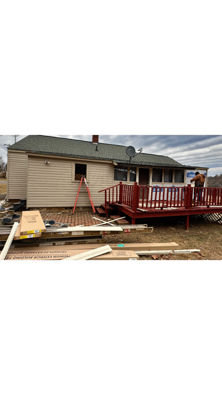 Before and after siding replacement in a Knoxville suburb.