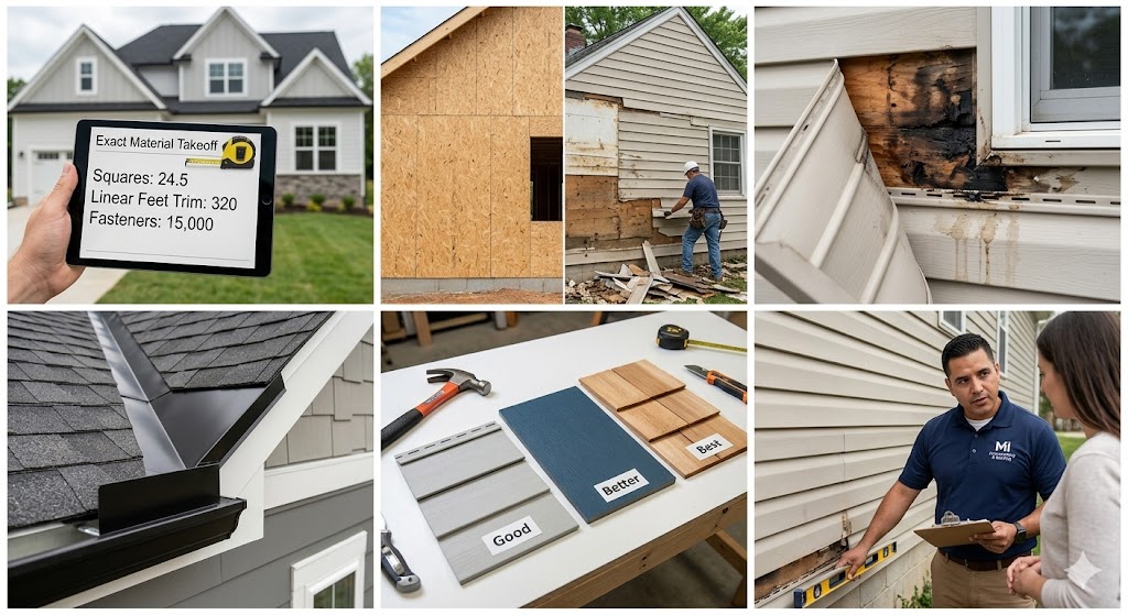 Instalación de siding de madera tratada con acabado de fábrica. MI Homesiding & Roofing asegura un sellado perfecto en cada junta para maximizar la vida útil del sistema.
