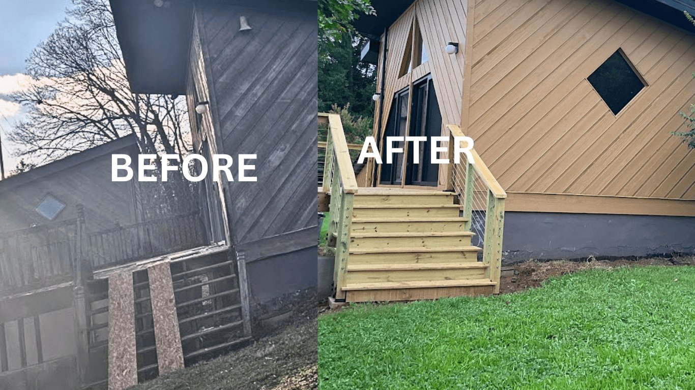 Before and after exterior siding project in East Tennessee