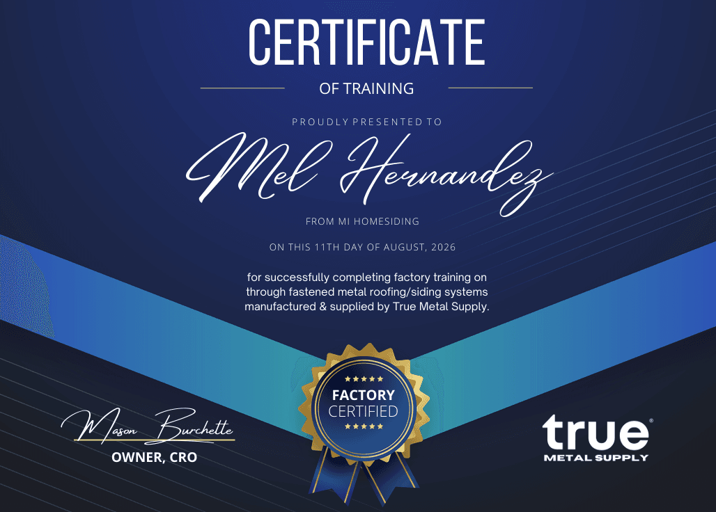 MI homesiding & roofing True Metal Supply Certified Installer