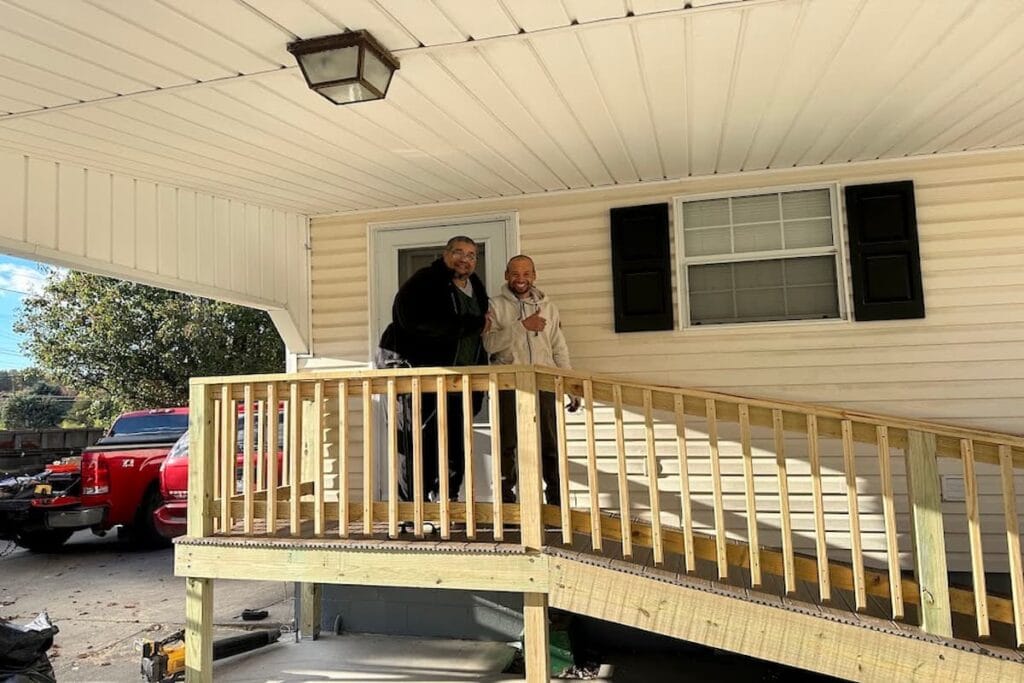 New deck with an accessibility ramp built on a Knoxville, TN home